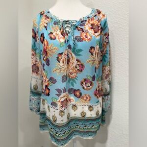 FIG AND FLOWERS Boho Sheer Top EUC